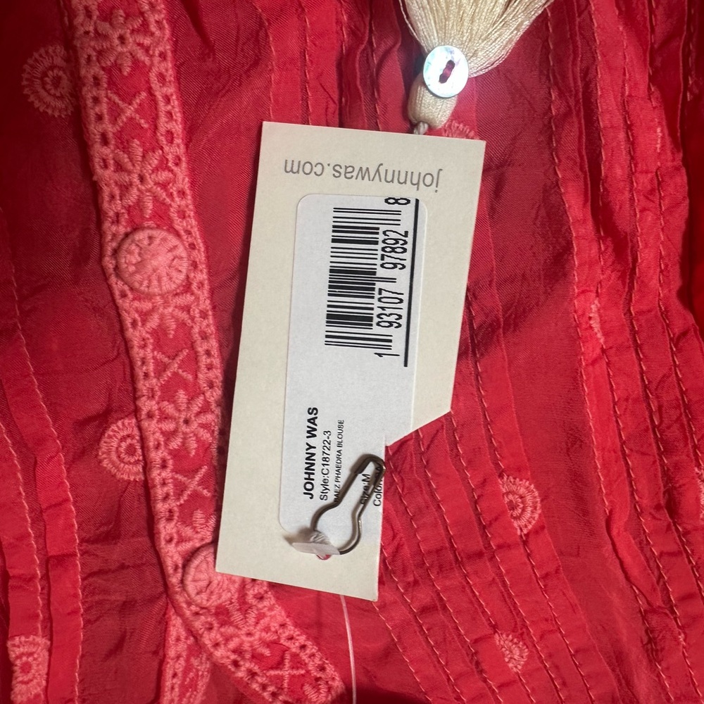 NWT Johnny Was Baez Phaedra Blouse Passion Fruit in Medium - Picture 4 of 11